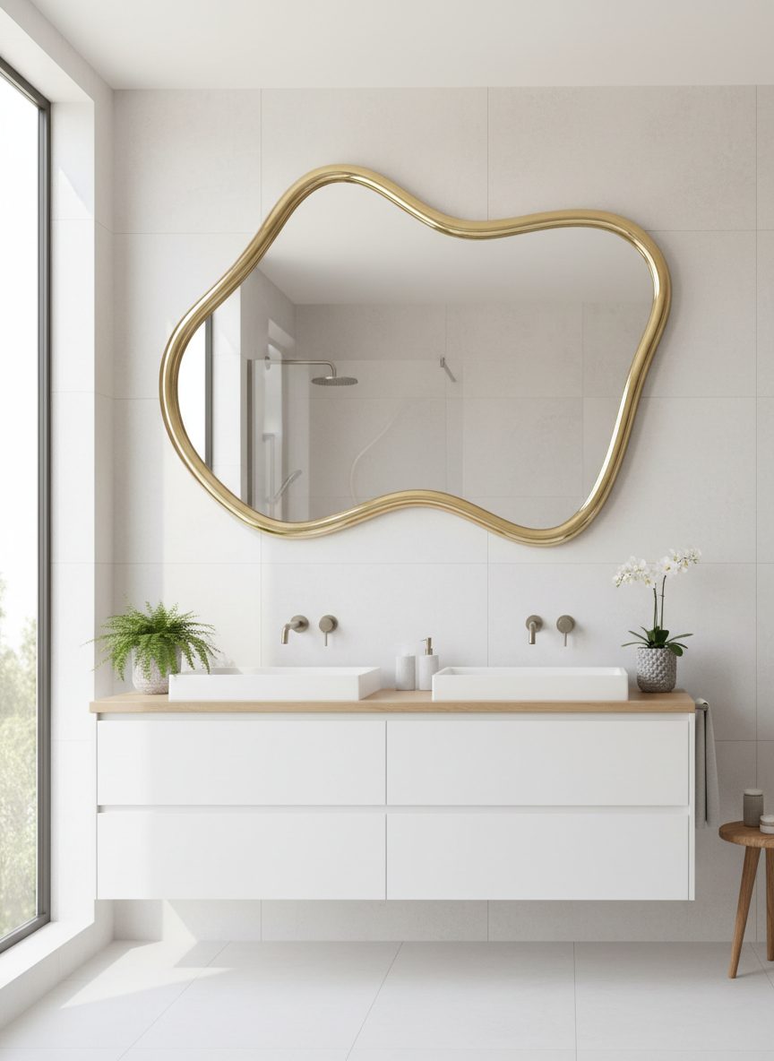Miroir sur-mesure dans une salle de bain