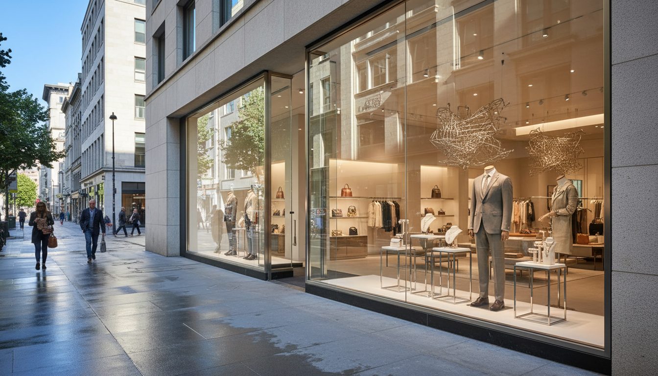 Vitrine de magasin en verre posée à Lyon